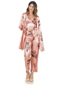 Satin set, top, trousers, salmon bathrobe PIZ332 - Online store - Boutique